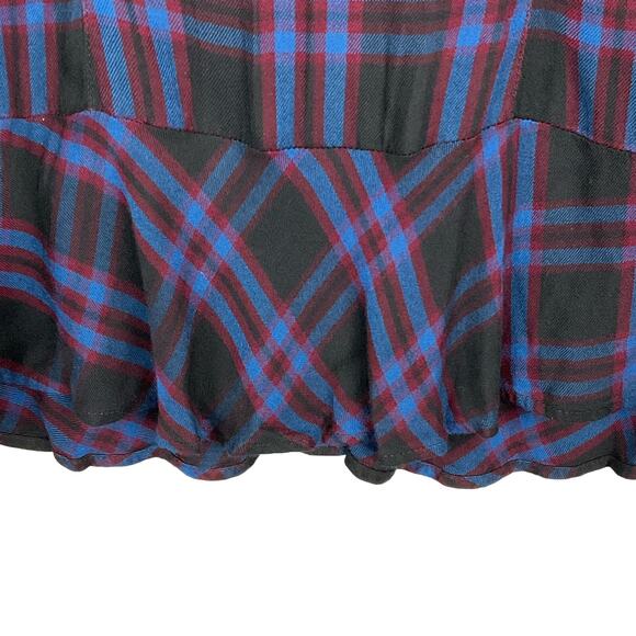 CABI Button Up Down Moody Plaid Shirt Top Blue Garnet Dark Plaid sz Small 3431 - Picture 10 of 13